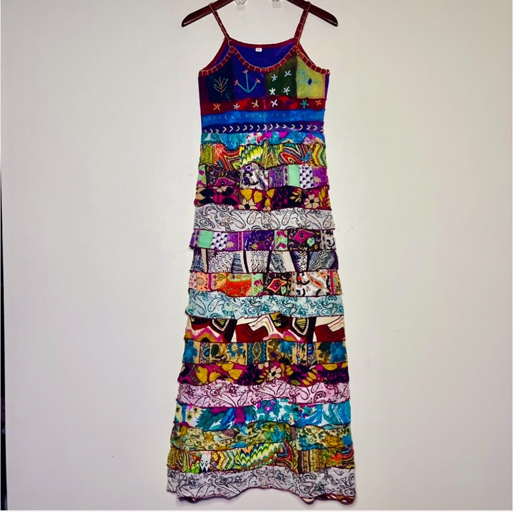 Embroidered Patchwork Maxi Dress - image 3